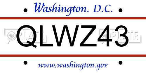 QLWZ43 District Of Columbia License Plate