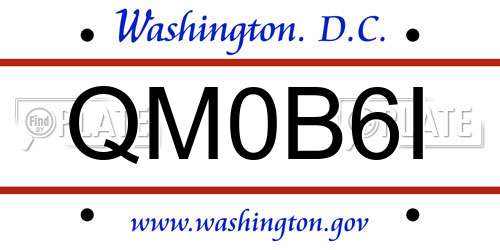 QM0B6I District Of Columbia License Plate