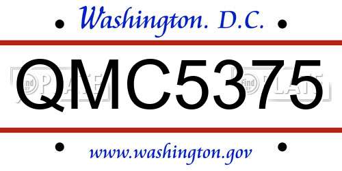 QMC5375 District Of Columbia License Plate
