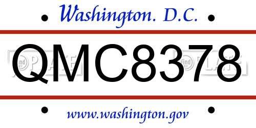QMC8378 District Of Columbia License Plate
