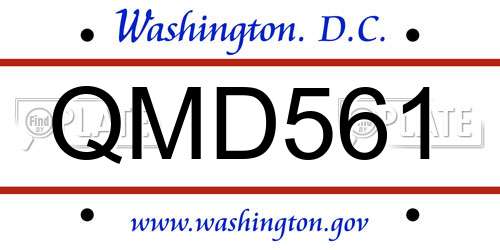 QMD561 District Of Columbia License Plate