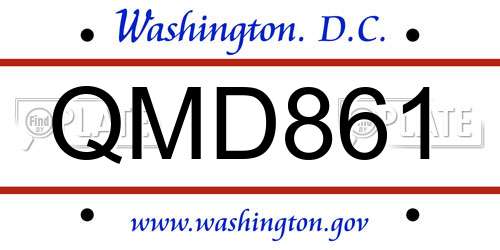 QMD861 District Of Columbia License Plate