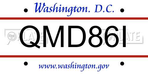 QMD86I District Of Columbia License Plate