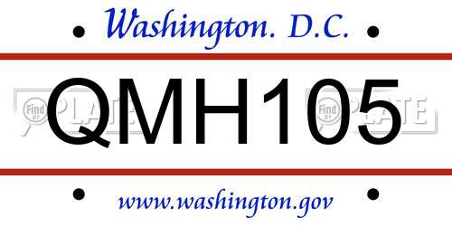 QMH105 District Of Columbia License Plate