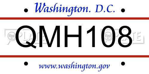 QMH108 District Of Columbia License Plate