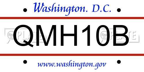 QMH10B District Of Columbia License Plate