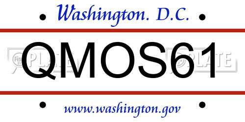 QMOS61 District Of Columbia License Plate
