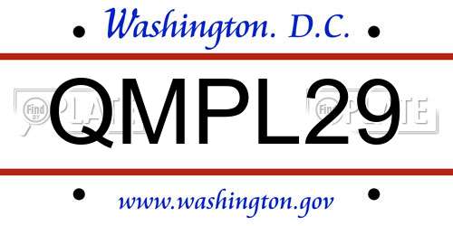 QMPL29 District Of Columbia License Plate