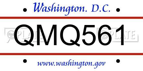 QMQ561 District Of Columbia License Plate