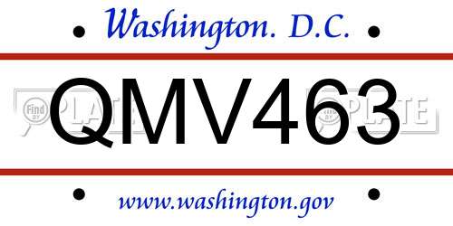 QMV463 District Of Columbia License Plate