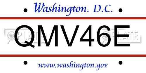 QMV46E District Of Columbia License Plate