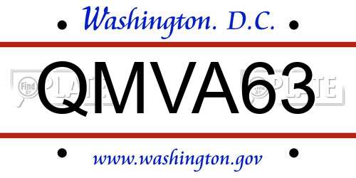 QMVA63 District Of Columbia License Plate