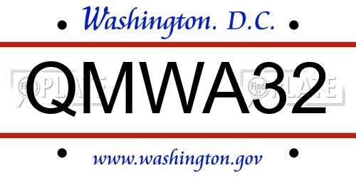 QMWA32 District Of Columbia License Plate