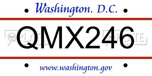 QMX246 District Of Columbia License Plate