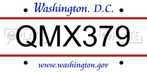 QMX379 District Of Columbia License Plate