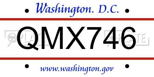 QMX746 District Of Columbia License Plate