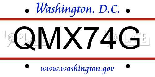 QMX74G District Of Columbia License Plate