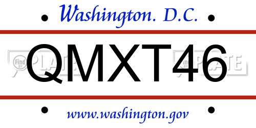 QMXT46 District Of Columbia License Plate