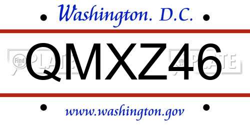 QMXZ46 District Of Columbia License Plate