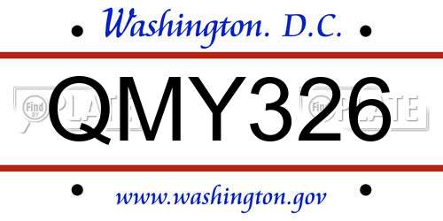 QMY326 District Of Columbia License Plate