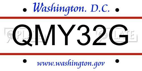 QMY32G District Of Columbia License Plate