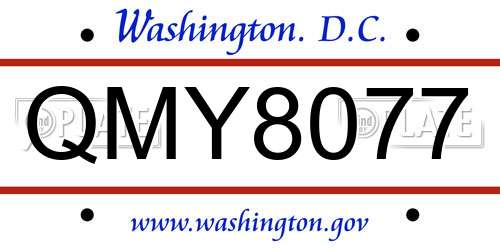 QMY8077 District Of Columbia License Plate