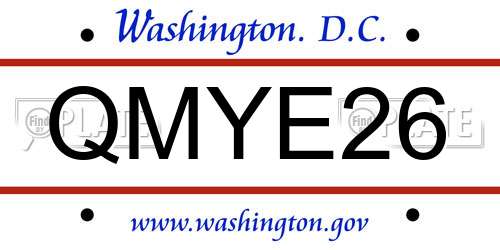 QMYE26 District Of Columbia License Plate