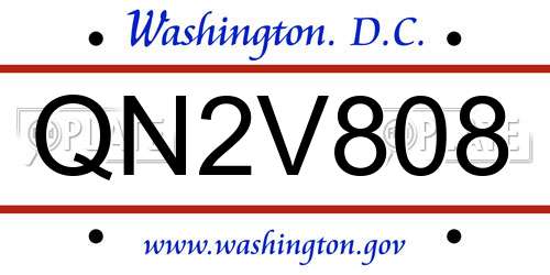 QN2V808 District Of Columbia License Plate