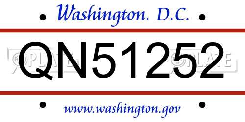 QN51252 District Of Columbia License Plate