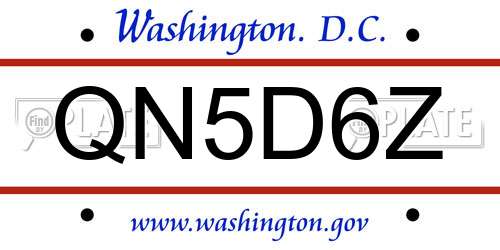 QN5D6Z District Of Columbia License Plate