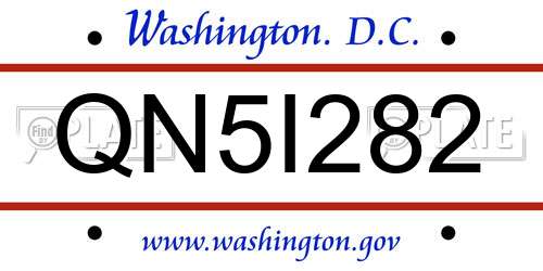 QN5I282 District Of Columbia License Plate