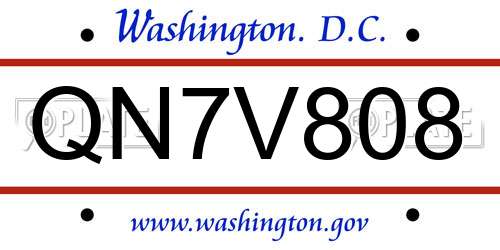 QN7V808 District Of Columbia License Plate
