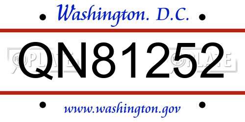 QN81252 District Of Columbia License Plate