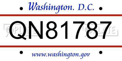 QN81787 District Of Columbia License Plate