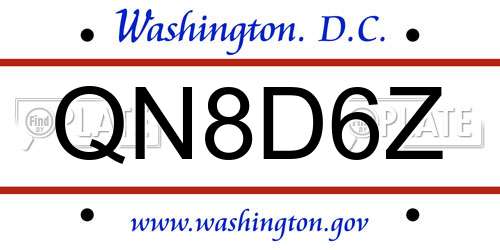 QN8D6Z District Of Columbia License Plate