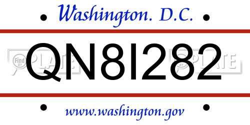 QN8I282 District Of Columbia License Plate