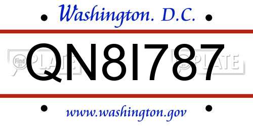QN8I787 District Of Columbia License Plate