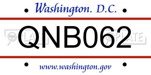 QNB062 District Of Columbia License Plate