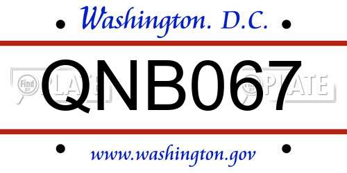 QNB067 District Of Columbia License Plate