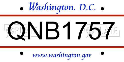 QNB1757 District Of Columbia License Plate
