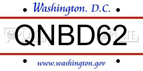 QNBD62 District Of Columbia License Plate