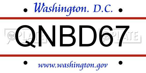 QNBD67 District Of Columbia License Plate