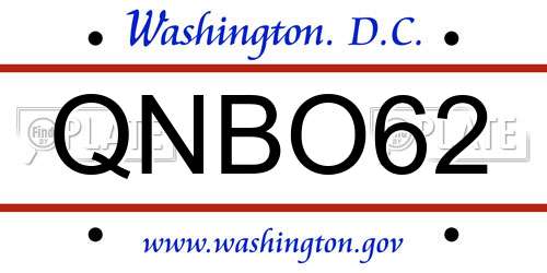 QNBO62 District Of Columbia License Plate