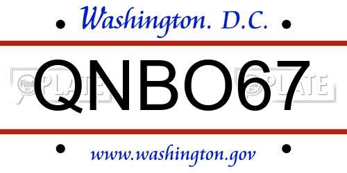 QNBO67 District Of Columbia License Plate