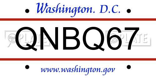 QNBQ67 District Of Columbia License Plate