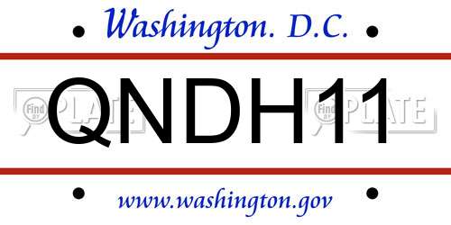 QNDH11 District Of Columbia License Plate