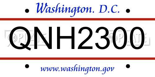 QNH2300 District Of Columbia License Plate