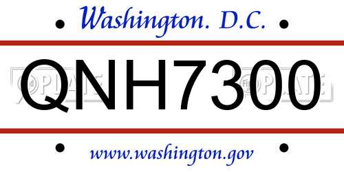 QNH7300 District Of Columbia License Plate
