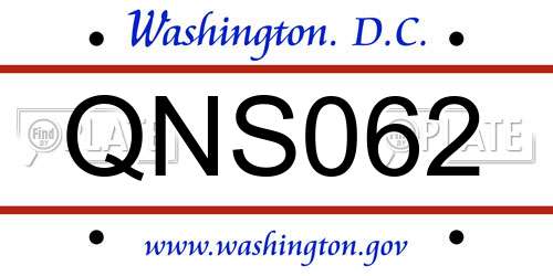 QNS062 District Of Columbia License Plate