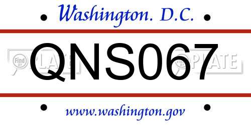 QNS067 District Of Columbia License Plate